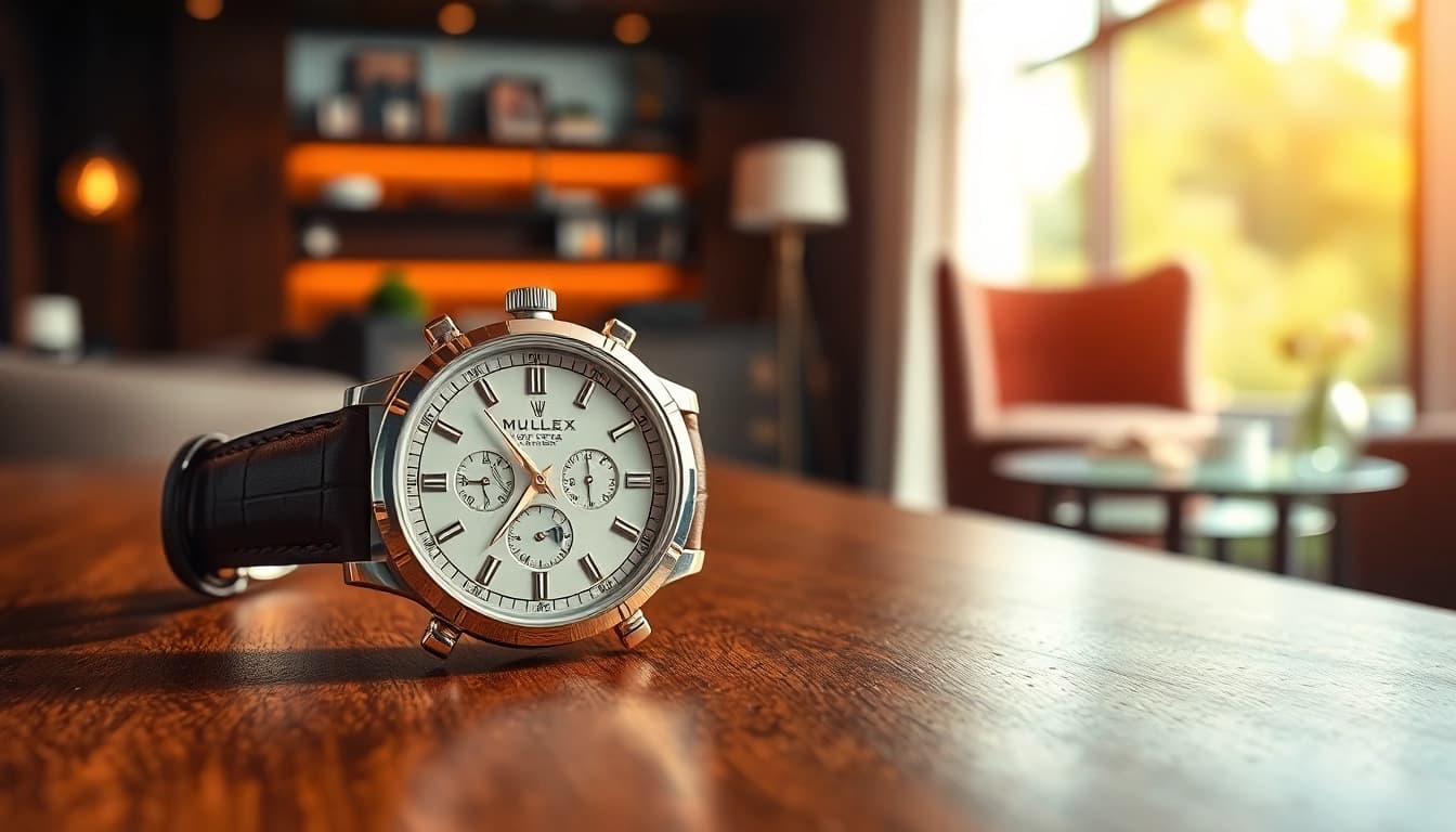 Admiring a detailed replica watch highlighted against a luxurious background.