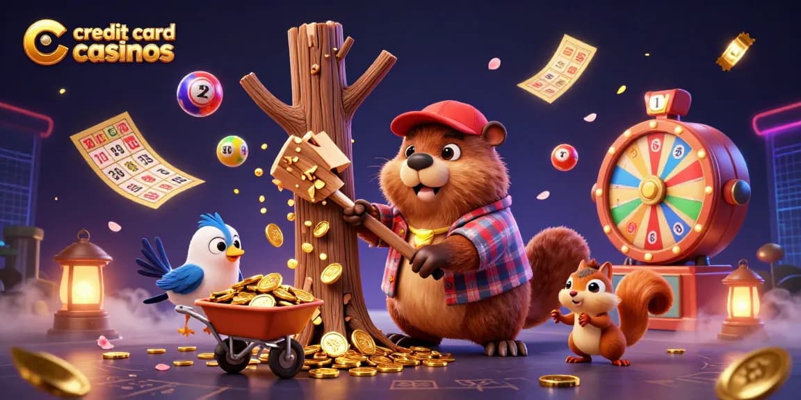 Chop down trees for gold at credit card casinos with lively characters and vibrant gameplay elements