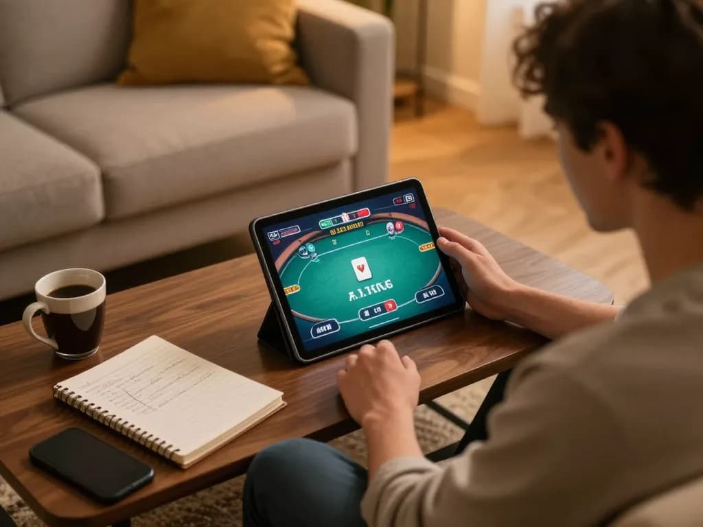 Engaging in an online poker game on 789club while enjoying a cozy home atmosphere.