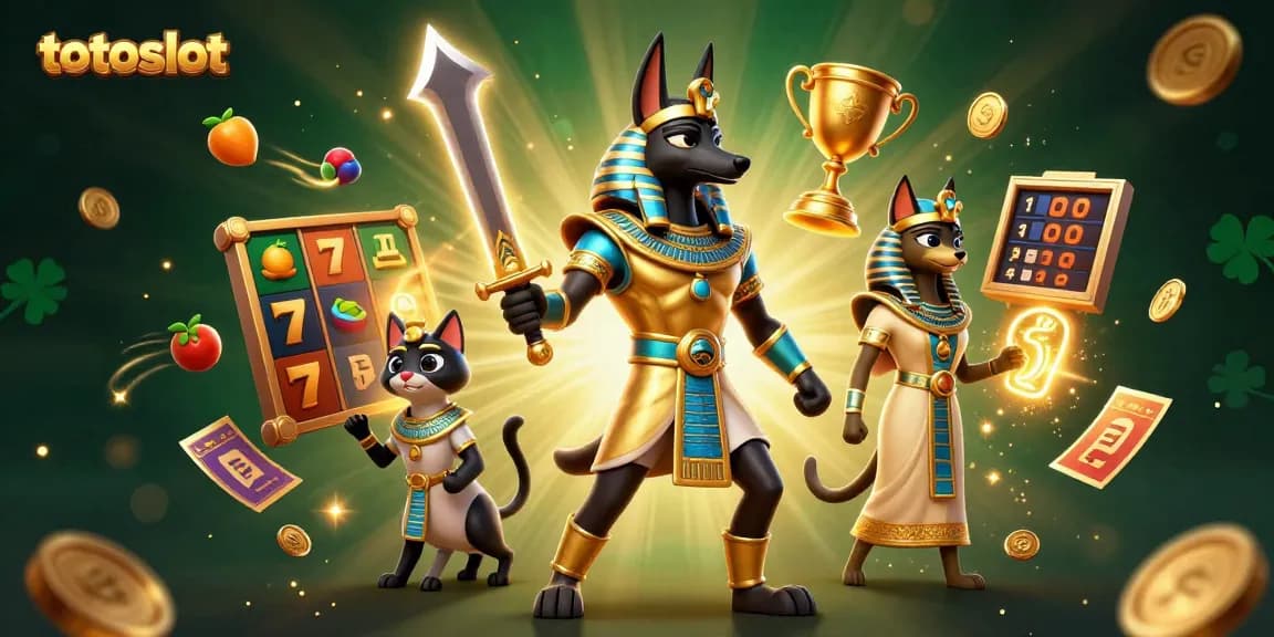 Experience thrilling gameplay with totoslot amidst ancient Egyptian warriors and vivid slots.