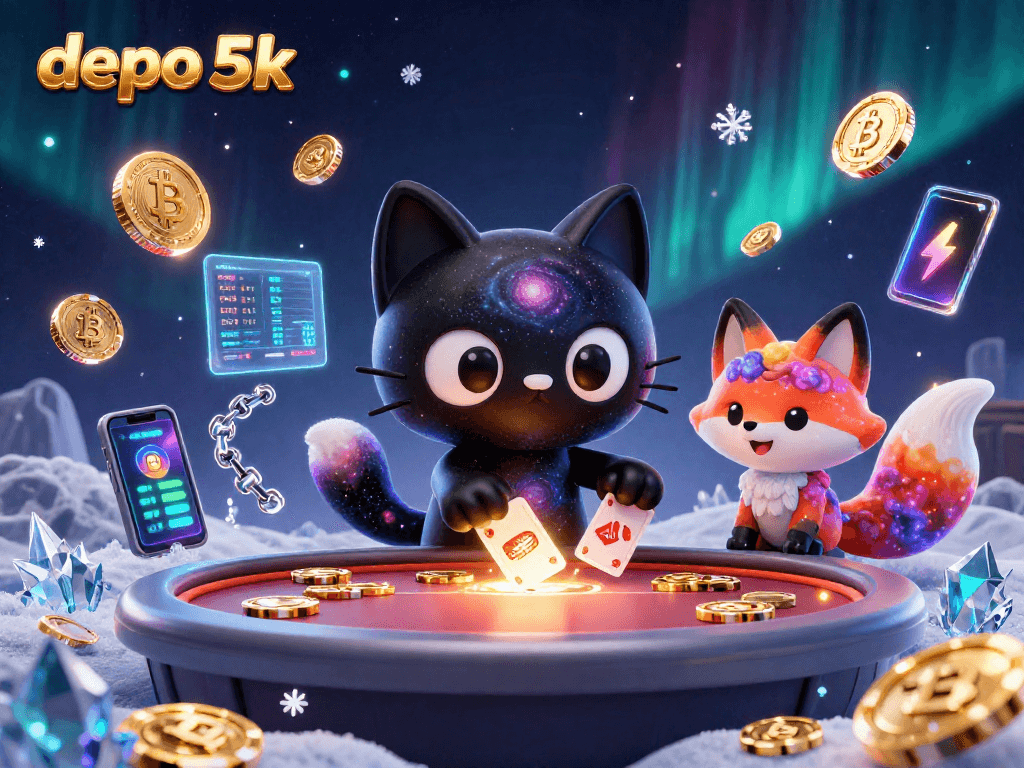 Experience the thrill of depo 5k with vibrant characters and dynamic game elements in a cosmic casino setting.