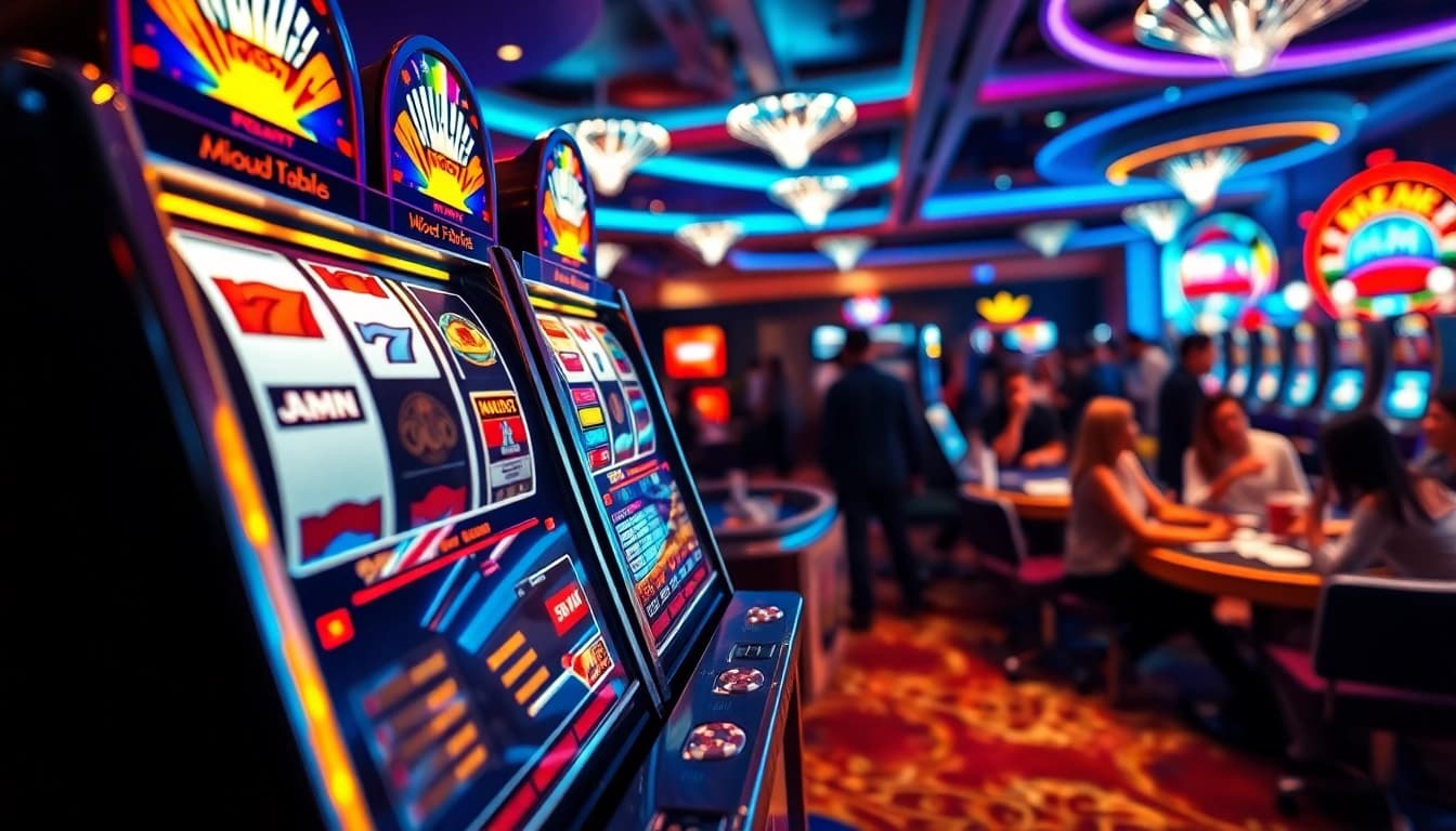 Menangkan permainan slot online di mesin slot mengkilap dengan pemain yang antusias.