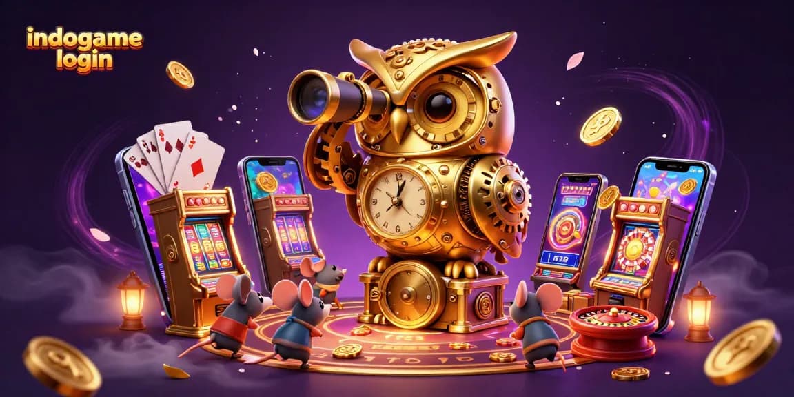 Engage with indogame login to unlock the excitement of a vibrant casino scene filled with animated characters.