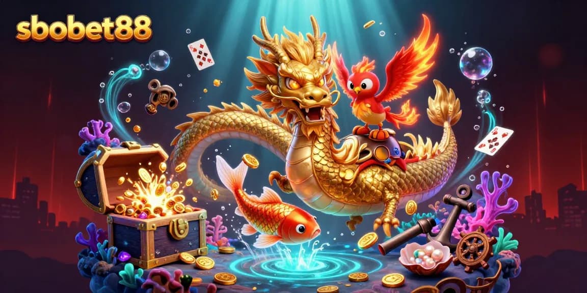 Experience engaging action with sbobet88 in this vibrant casino-themed 3D illustration featuring dynamic characters.