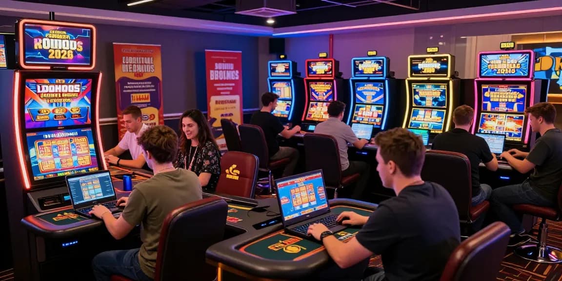 Exciting scene at credit card casinos at https://dea.org.uk with diverse players enjoying games and vibrant bonuses in a stylish gaming room.