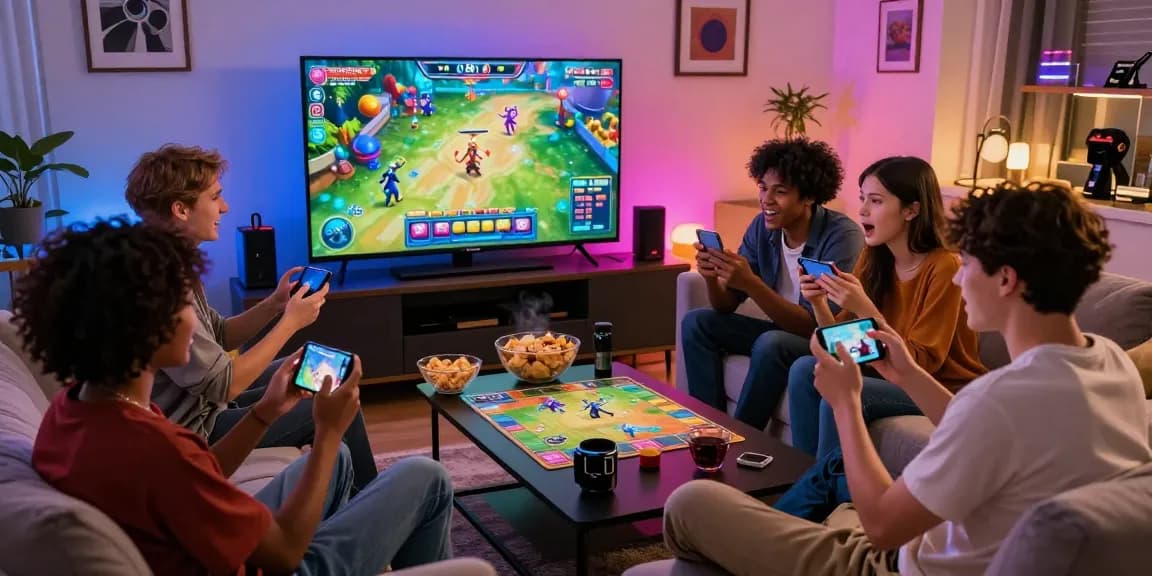 Friends enjoying game bài 68 in a cozy living room, showcasing excitement and community.