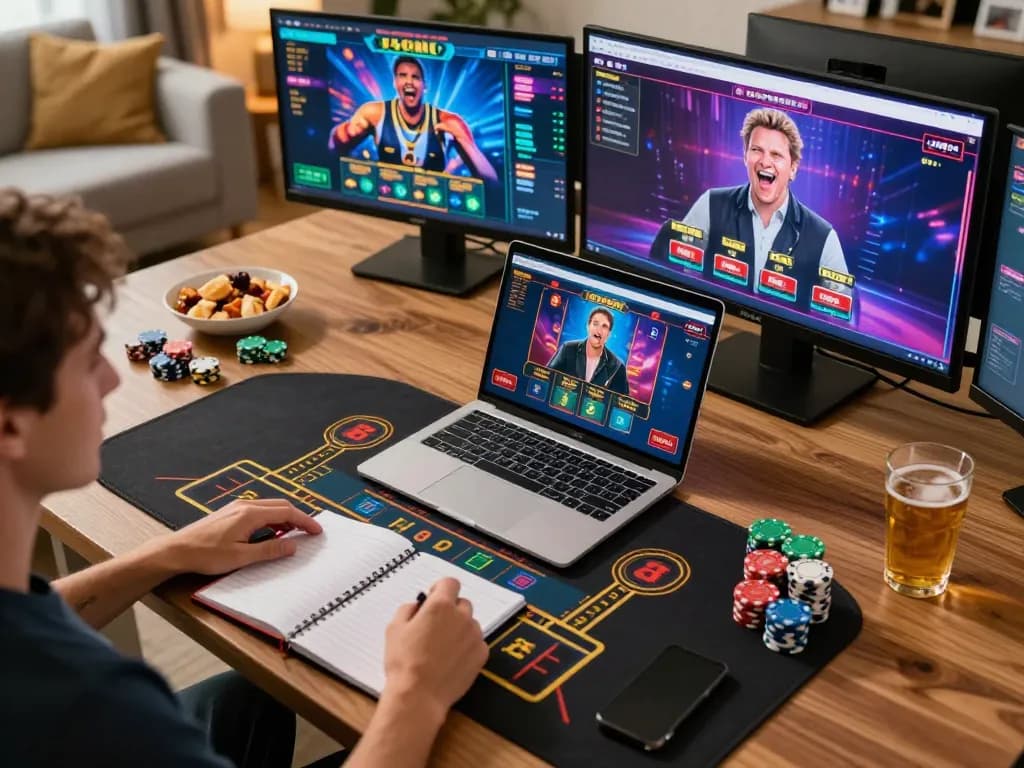 Engaging in online casino gaming at taixiusunwin.art with a lively setup showcasing strategies and excitement