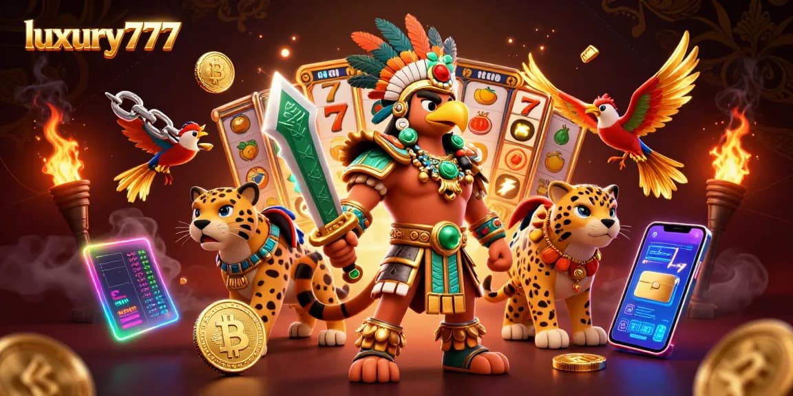Melakukan putaran pada slot mewah dengan luxury777 sebagai tema, dikelilingi oleh elemen kasino yang terperinci.