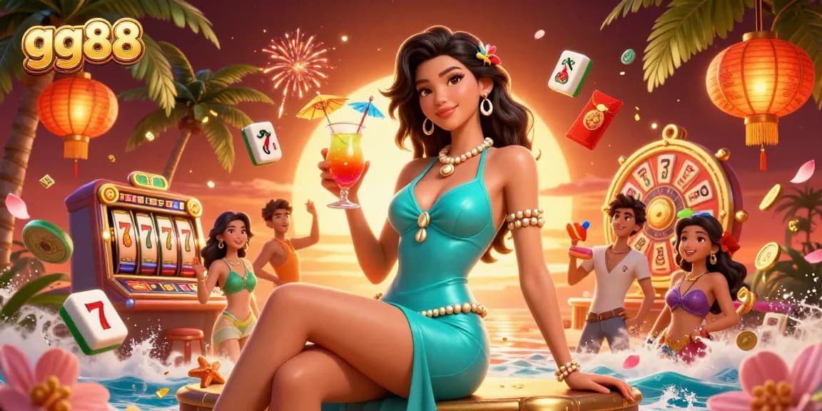 Experience thrilling gameplay at gg88 with a glamorous illustration showcasing vibrant casino elements.