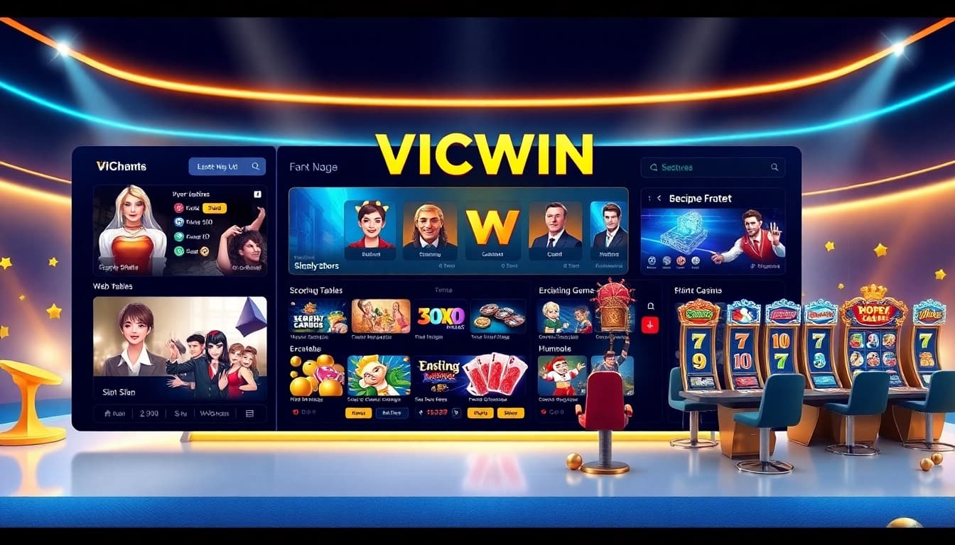 Engaging VICWIN online gaming platform interface showcasing diverse games and a modern design.