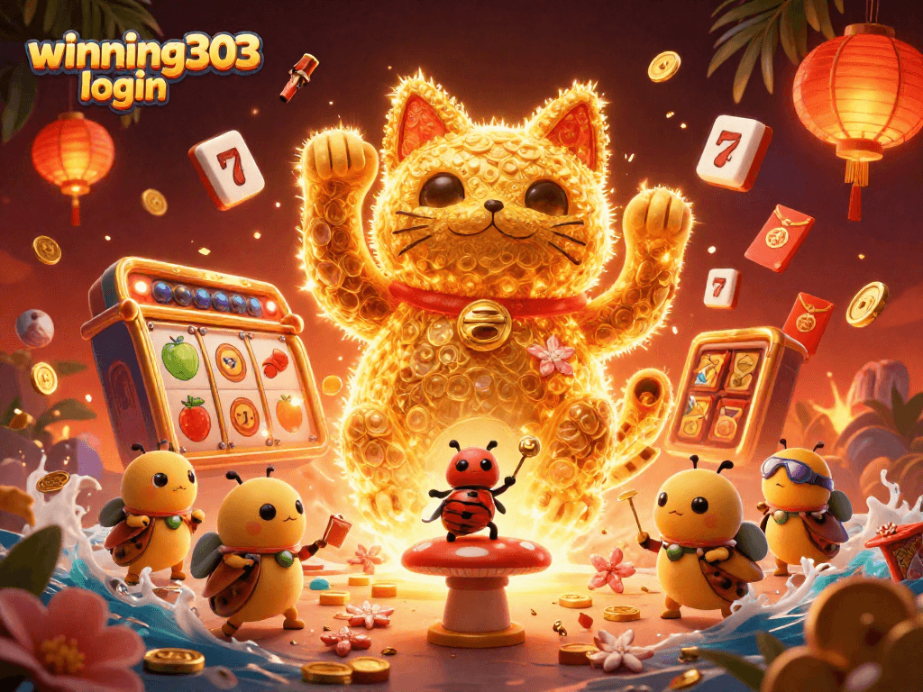 Engage with winning303 login for a vibrant and interactive casino experience, featuring dynamic game symbols.