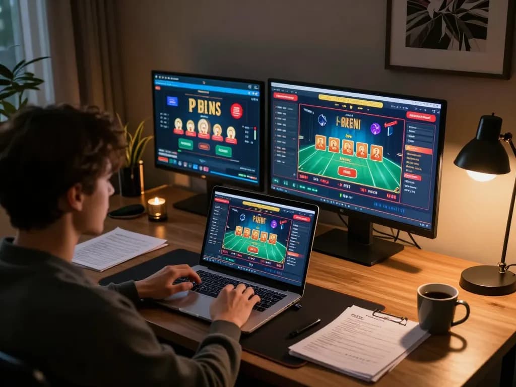 Player engaging in online casino games with SC88E platform at home, showcasing dynamic gameplay.