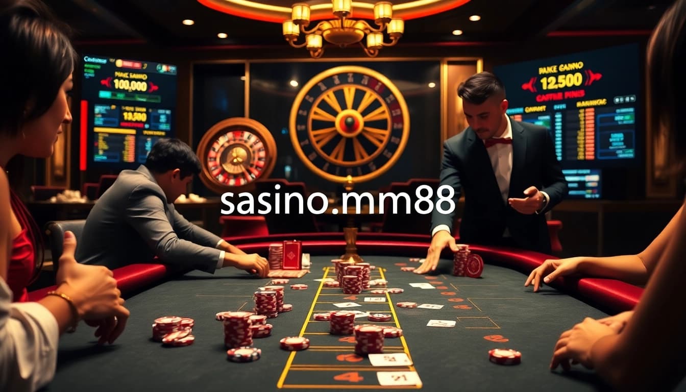 Experience the excitement at casino mm88 with a vibrant baccarat table and thrilling gameplay.