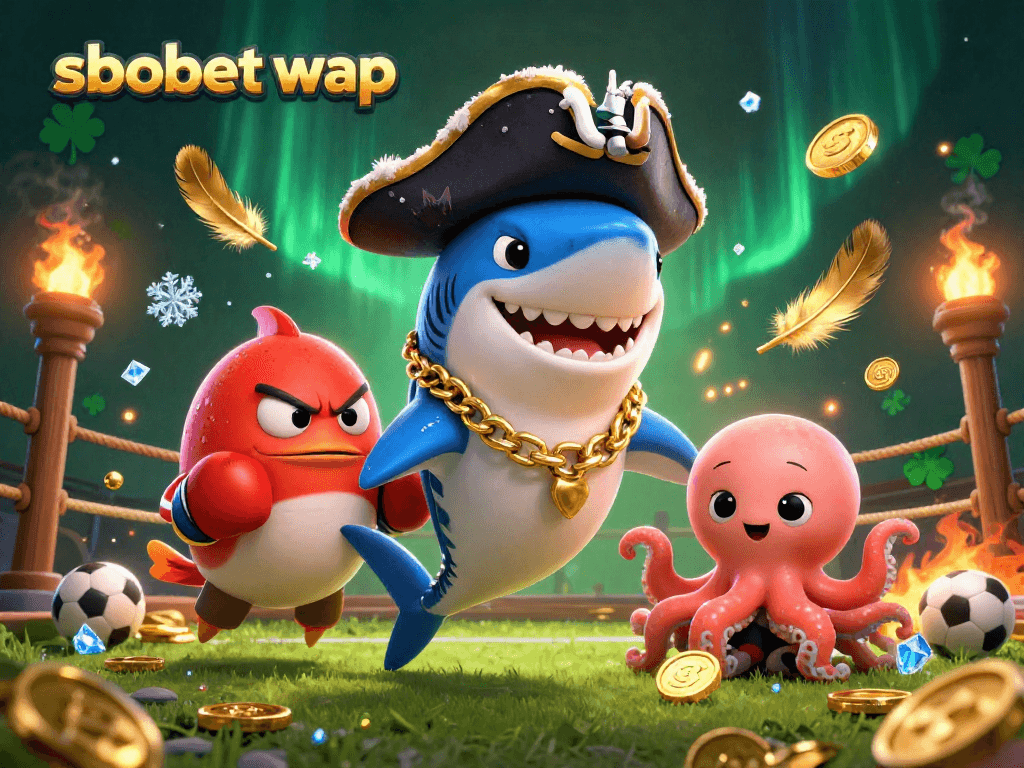 Engage with sbobet wap in an exciting sports betting scene featuring vibrant characters and dynamic elements.