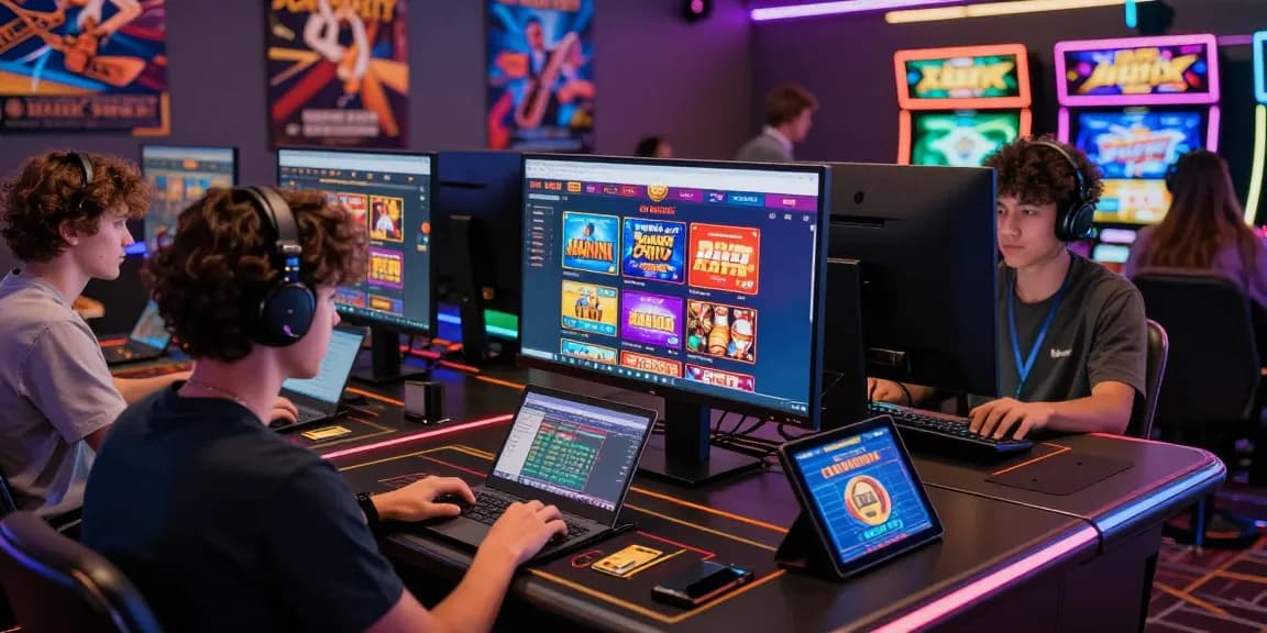 Players enjoying diverse gaming experiences at a vibrant credit card casino from https://mhfe.org.uk, showcasing online slots and promotions.