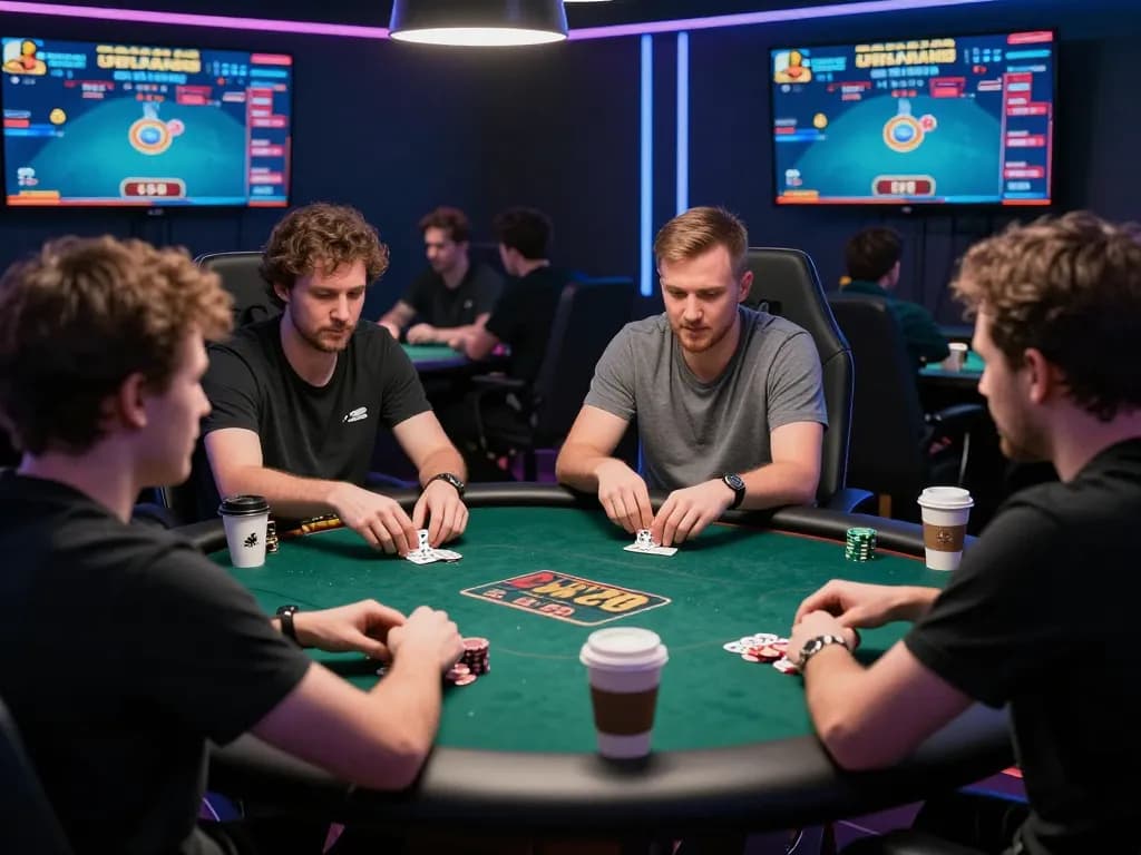 Players strategizing during an exciting online poker game on the OK789 platform.