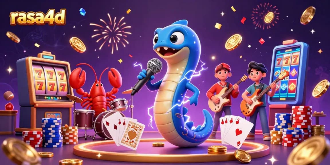 Experience rasa4d's vibrant underwater casino scene with spinning slots, colorful poker chips, and energetic performances.