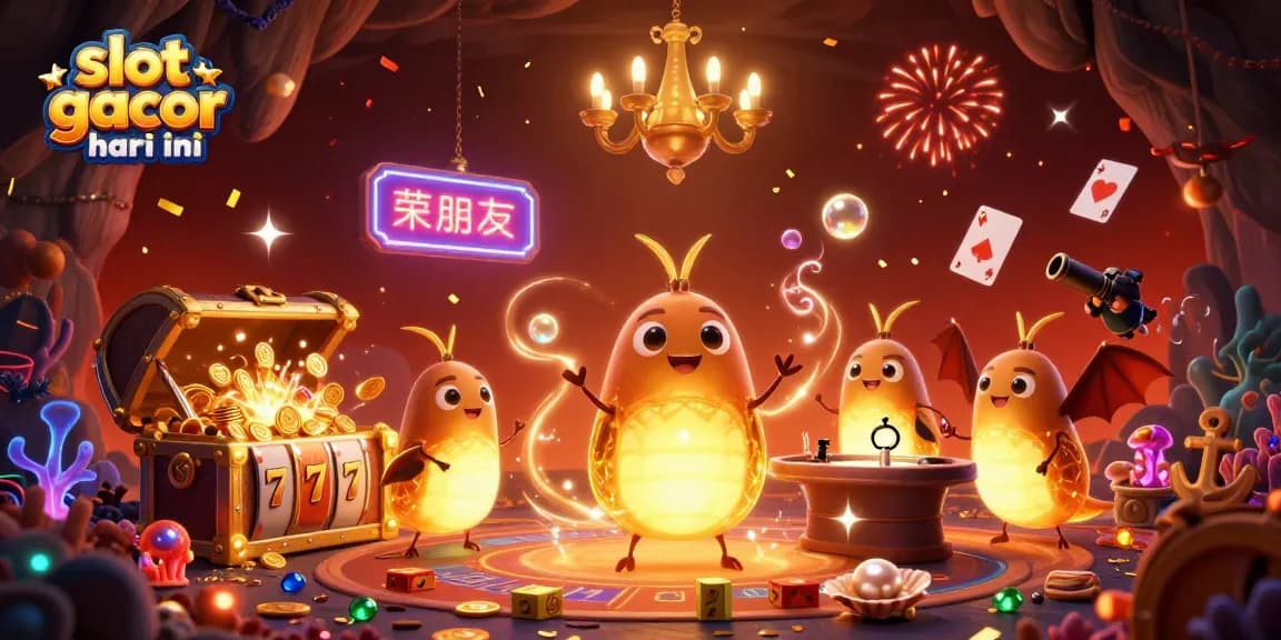 Engage in slot gacor hari ini with 3D glowworms illuminating a vibrant casino scene.
