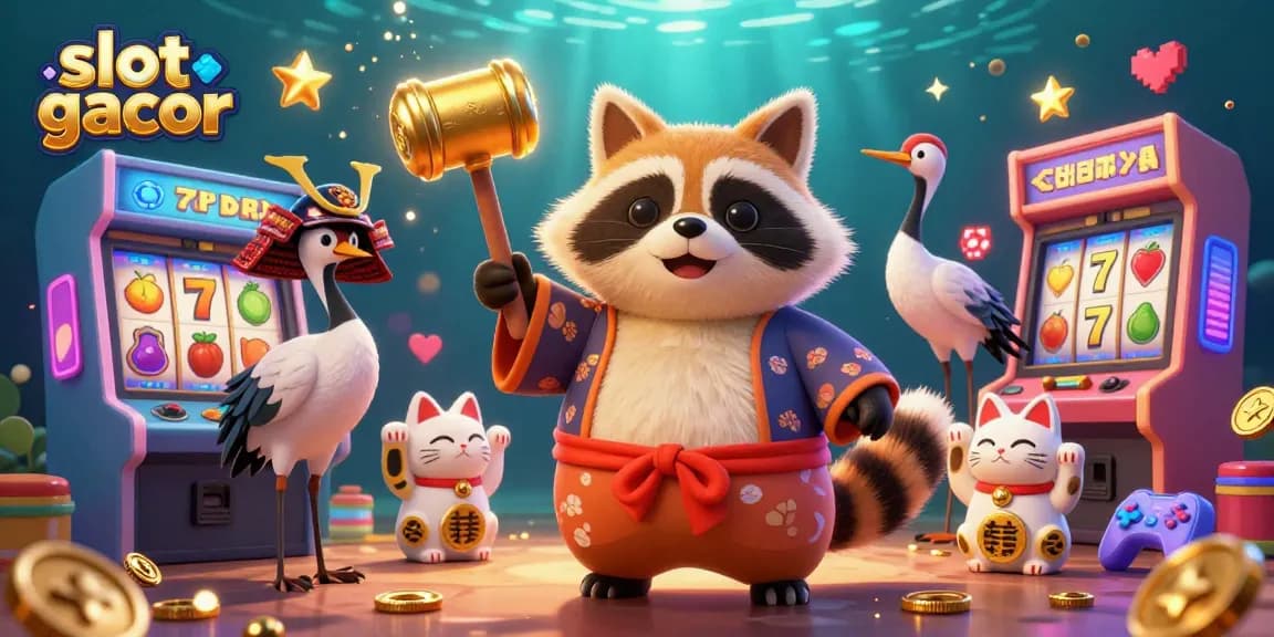 Engage in slot gacor with colorful characters and vibrant gaming elements in this immersive 3D scene.