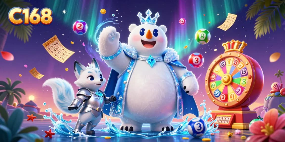 C168 offers an exciting lottery experience with colorful balls and dynamic game elements in play.
