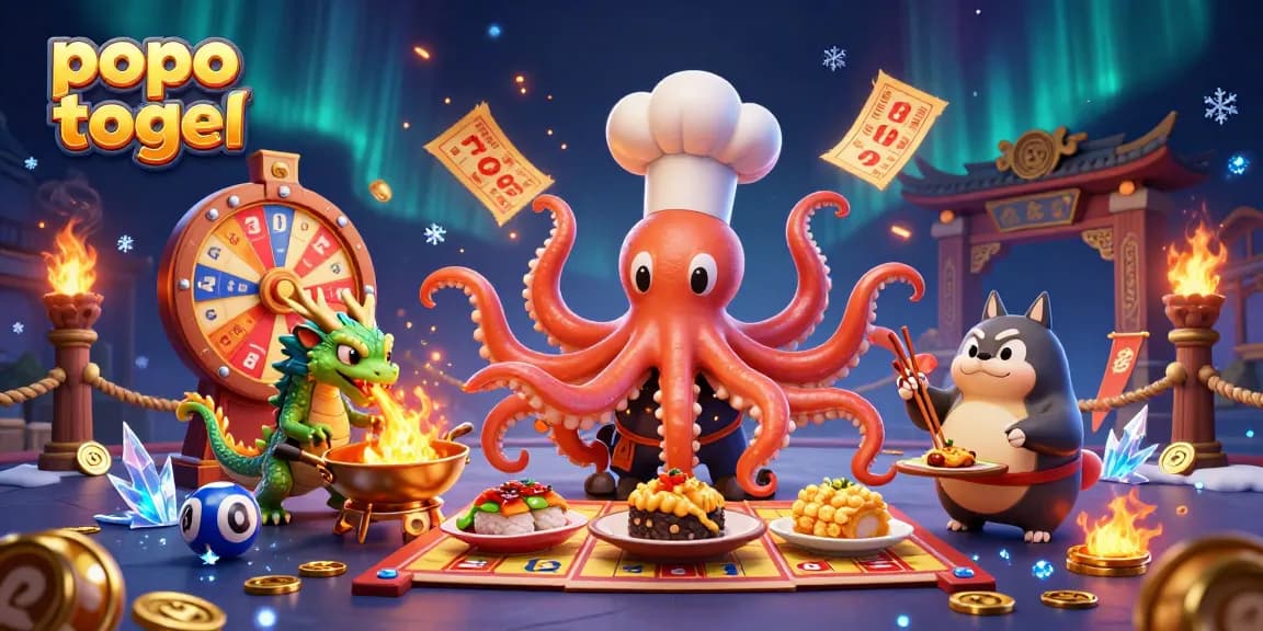 Engage with popo togel lottery excitement in a vibrant 3D illustration showcasing colorful gameplay elements.