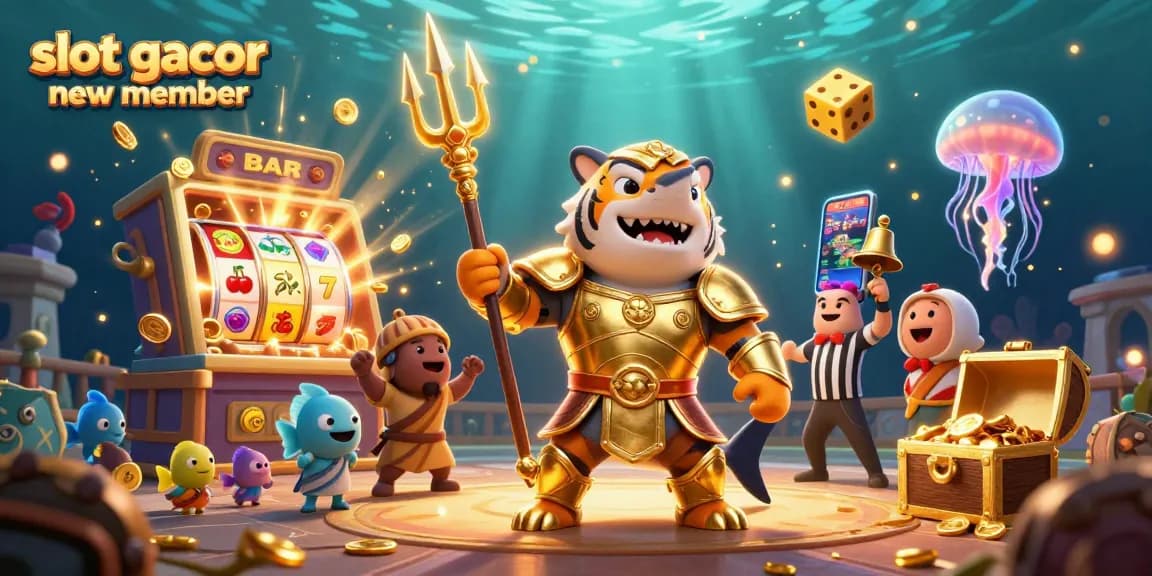 Engage with slot gacor new member in this vibrant underwater casino scene filled with jackpots and excitement.