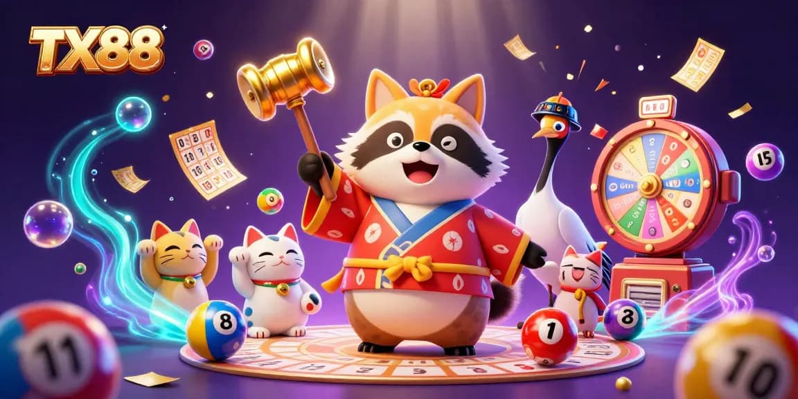 Celebrate your luck with TX88 in a vibrant casino scene filled with exciting game elements!