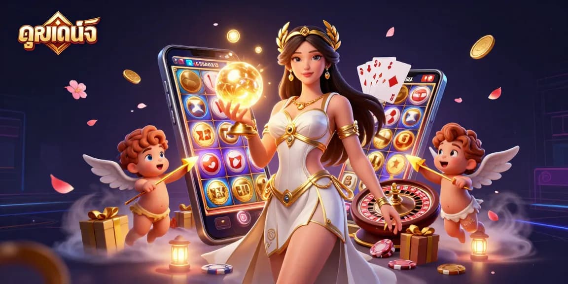 Experience ดูหนังออนไลน์ with engaging characters and vibrant casino elements in a dynamic 3D scene.