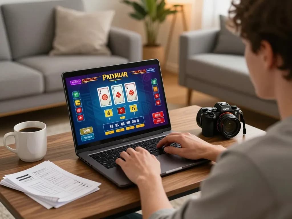 Vicwin player enjoying live dealer game at home, showcasing strategic gameplay and cozy ambiance.
