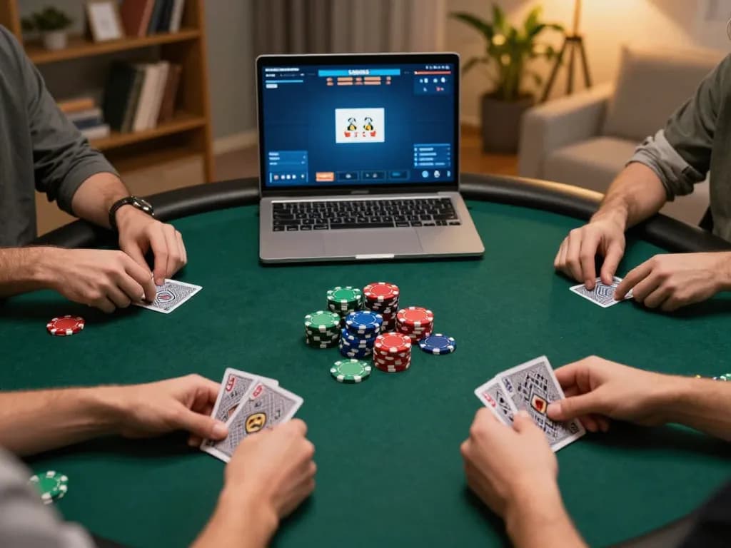Engaging online poker scene for gameradar showcasing players competing with chips and cards
