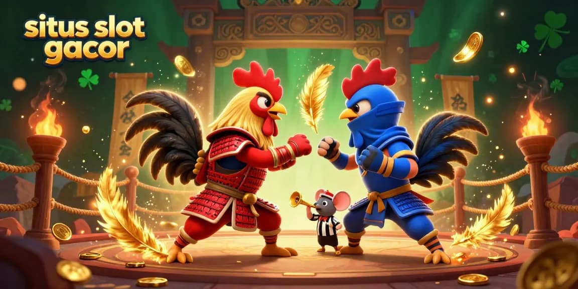Engage in the excitement of situs slot gacor with dynamic twin roosters in a vibrant gambling arena.