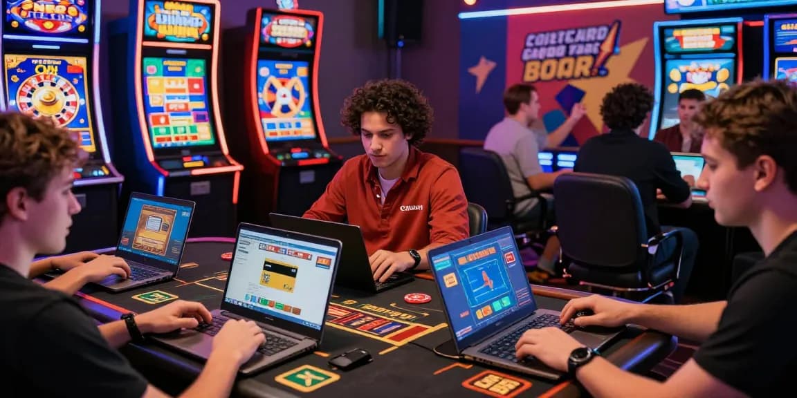 Players enjoying their experience at casinos that accept credit cards, surrounded by exciting game graphics and vibrant decor.