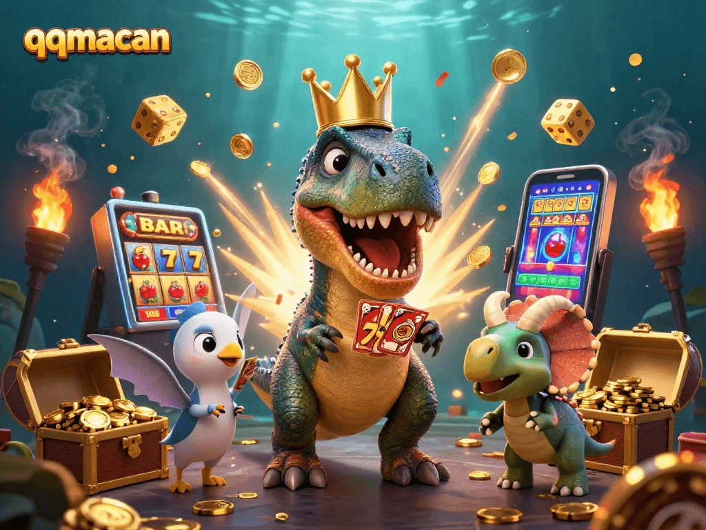 Mengungkap rahasia qqmacan saat bermain slot dengan t-rex lucu, pterosaurus, dan triceratops.