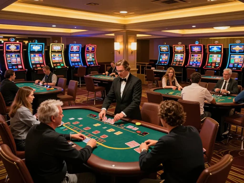 Players enjoying thrilling blackjack at F8BET casino with engaging atmosphere