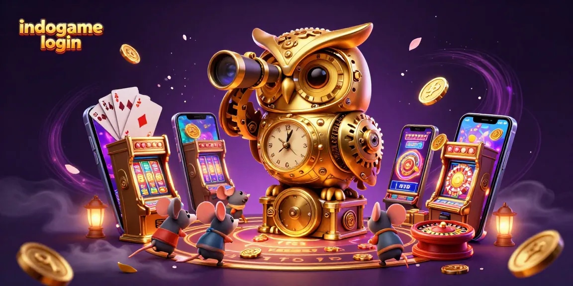 Engage with indogame login to unlock the excitement of a vibrant casino scene filled with animated characters.
