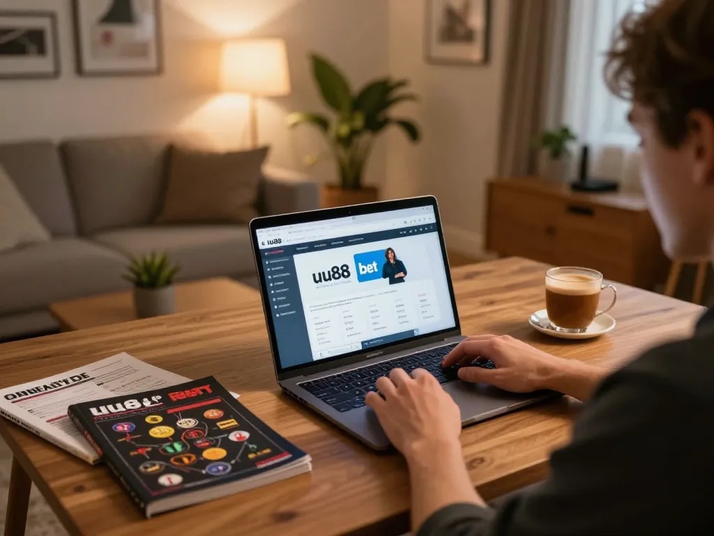 Engaging in uu88 bet strategies while enjoying a comfortable home gaming setup, showcasing online betting excitement