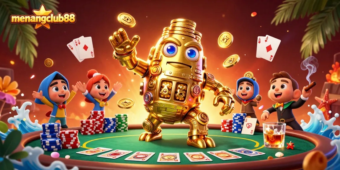 Engage with menangclub88 at a vibrant casino scene featuring dynamic poker elements.