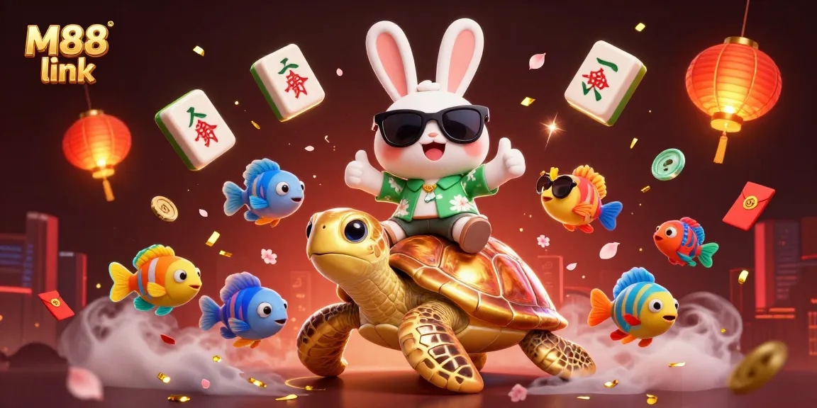 Engage with M88 link and explore vibrant gaming excitement featuring a lucky rabbit and golden sea turtle.