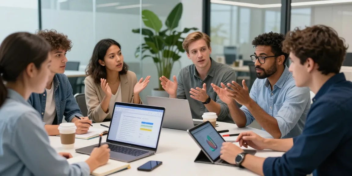 rokok88 discussion on Google updates in a modern office setting with diverse professionals engaging.