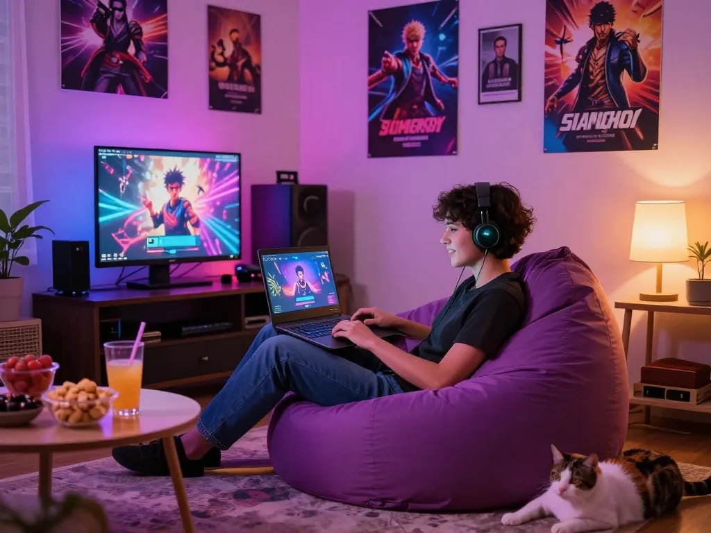 Engaging scene showcasing a vibrant sex game experience in a cozy bedroom.