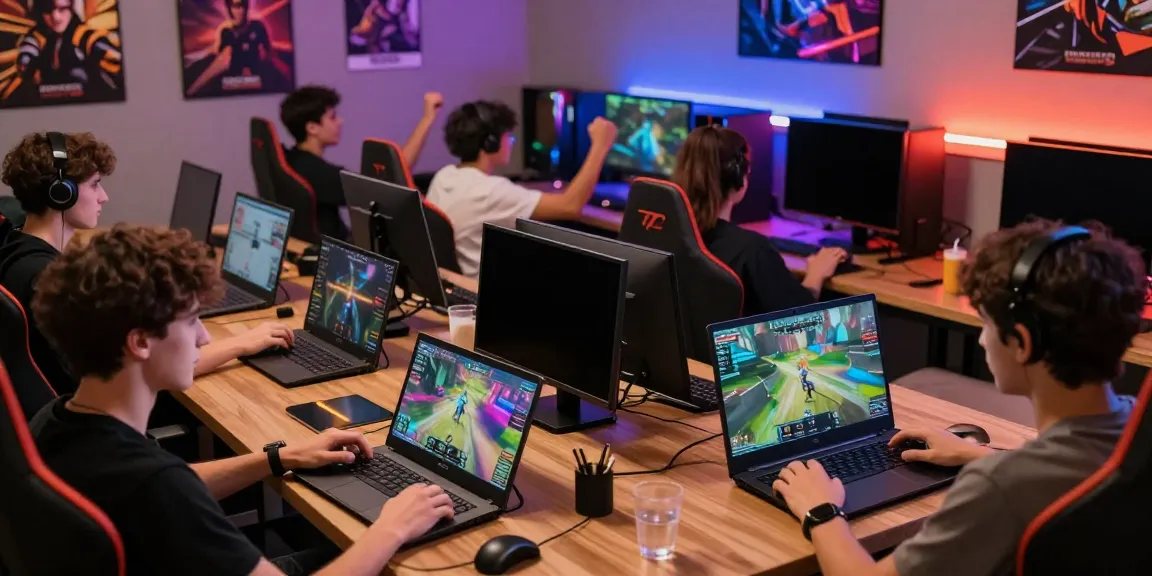 A80 online gaming platform with players using various devices in a vibrant gaming lounge.