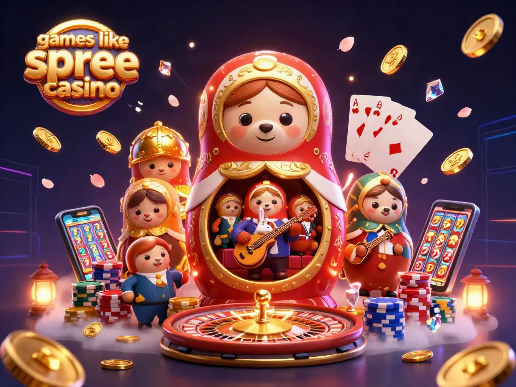 Experience exciting gameplay at games like spree casino with vibrant casino-themed 3D illustration.