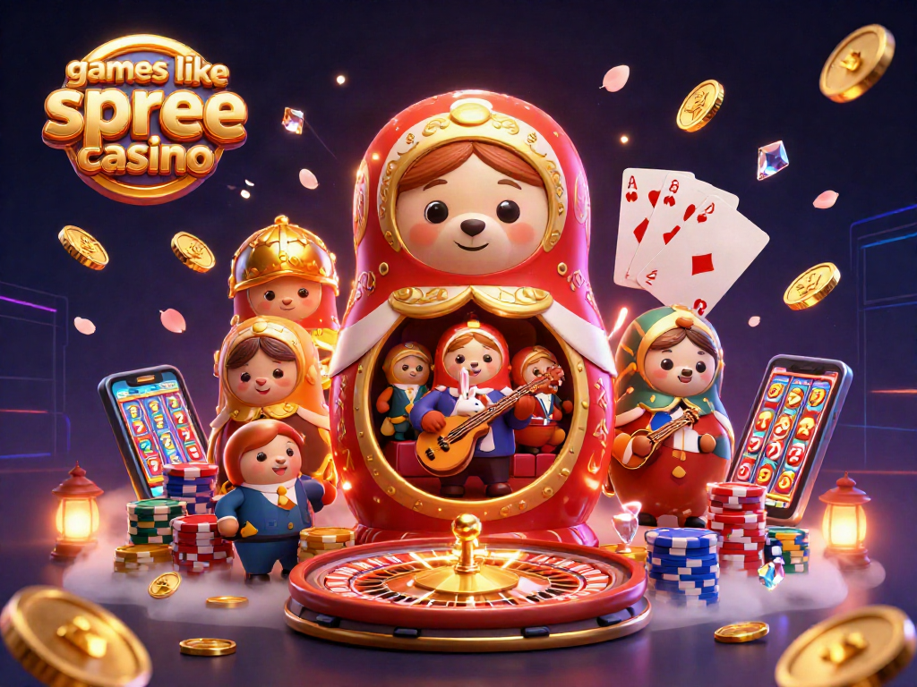 Experience exciting gameplay at games like spree casino with vibrant casino-themed 3D illustration.