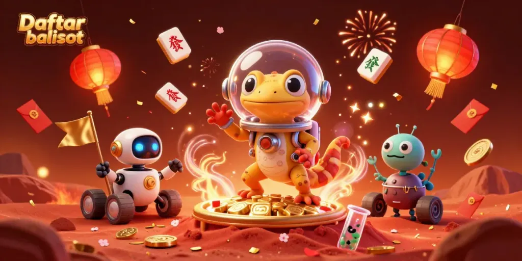 Spin and win with Daftar balisot featuring a Martian gecko at a golden casino.
