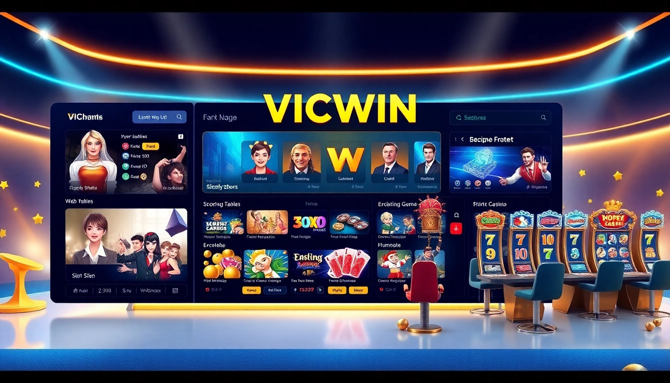 Engaging VICWIN online gaming platform interface showcasing diverse games and a modern design.
