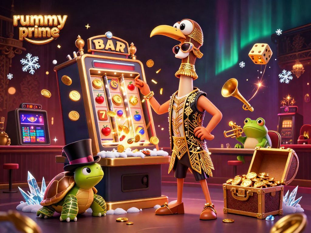 Experience rummy prime's exciting gameplay with vibrant characters and action-packed casino elements.