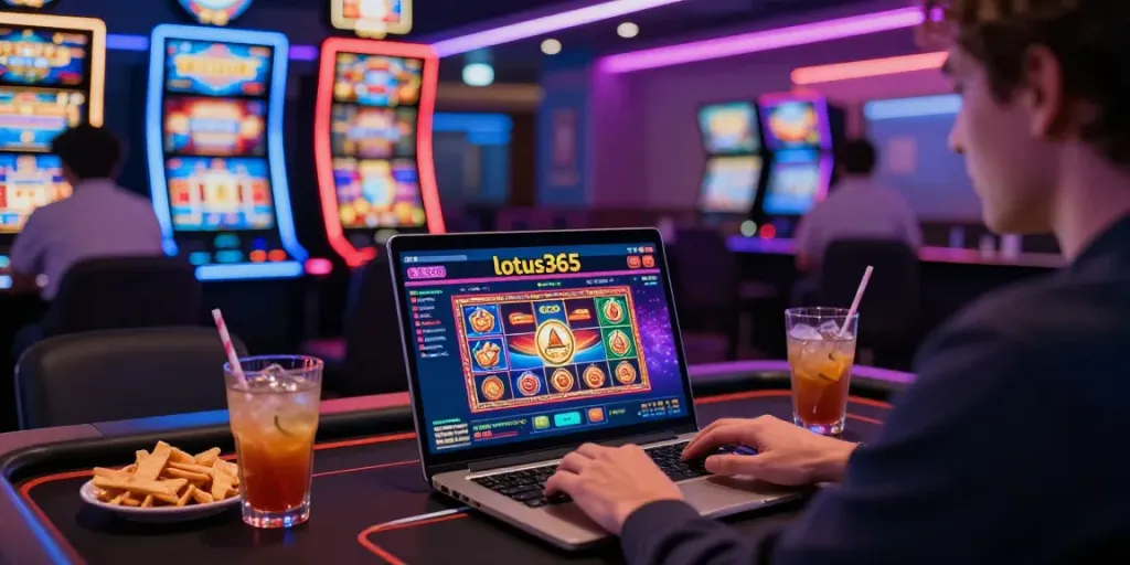 Engaged player exploring lotus365 online casino gaming experience.