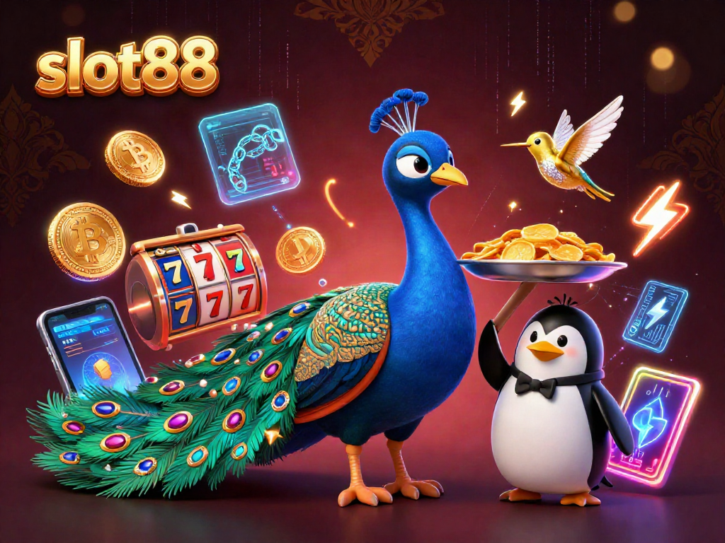 Engage with slot88 by spinning vibrant reels featuring colorful symbols and crypto elements.