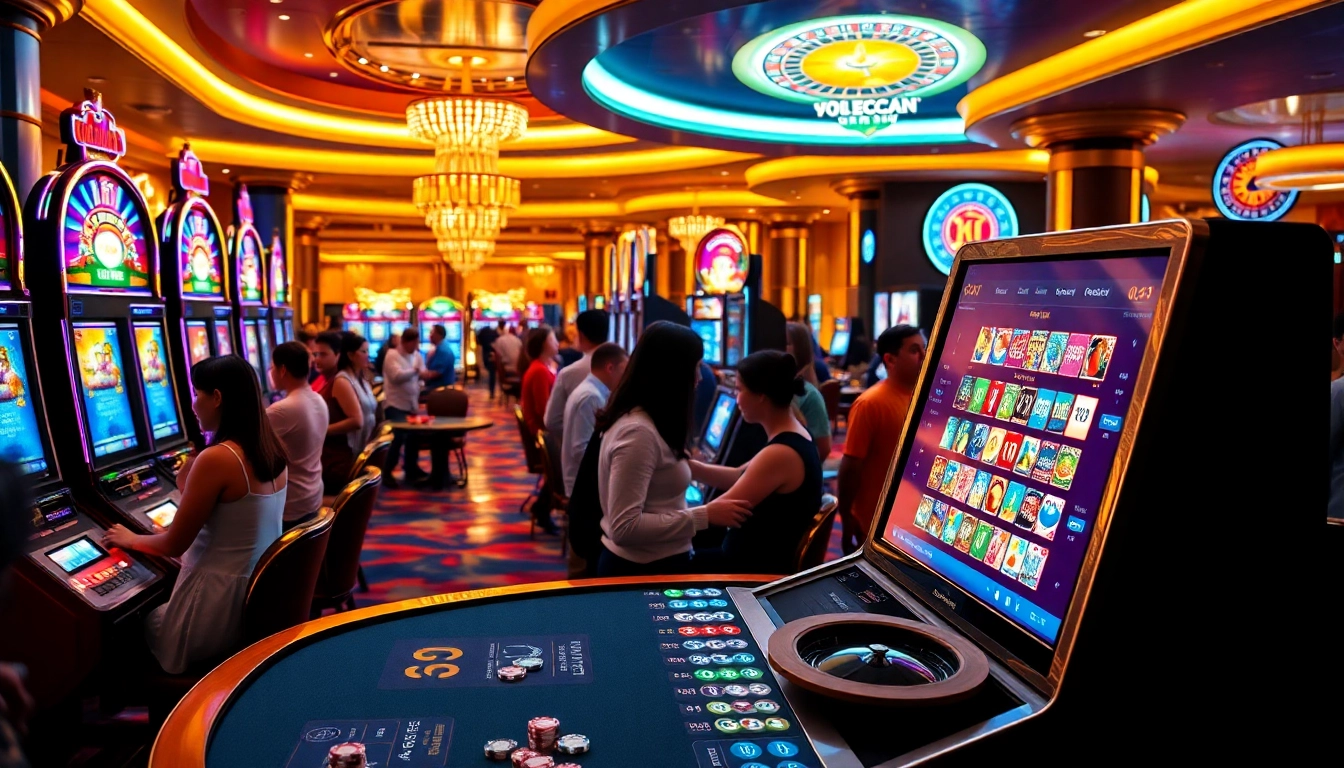 Experience exciting gameplay at QQMacan's slot machines in a vibrant casino atmosphere.