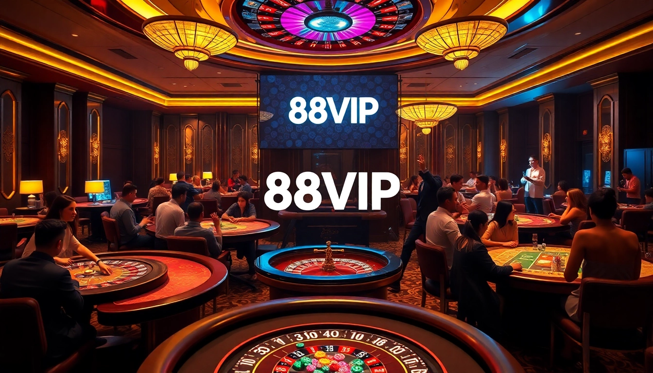Gambling excitement at 68VIP casino with elegant tables and thrilled players.